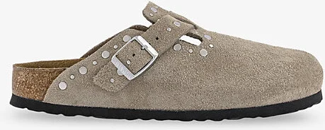 Womens Taupe Rivet Boston Suede Clogs Eur 39 / 6 Uk Women