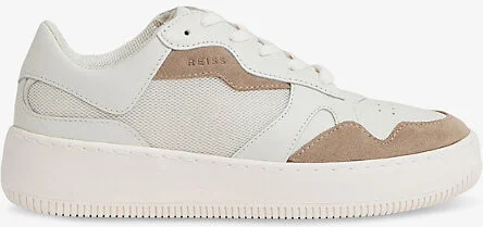Womens Taupe Ruth Branded Leather Low-Top Trainers Eur 36 / 3 Uk Women