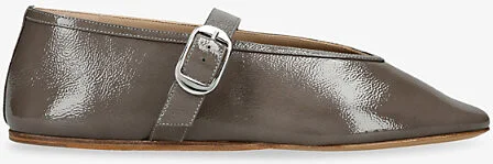 Womens Taupe Stella Single-Strap Patent-Leather Ballet Flats Eur 40 / 7 Uk Women