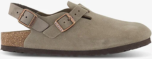 Womens Taupe Suede Tokio Logo-Embossed Suede Slingback Clogs Eur 38/5 Uk Women