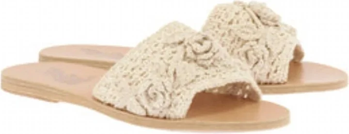 Women's Taygete Crochet Flat Sandals In Ecru