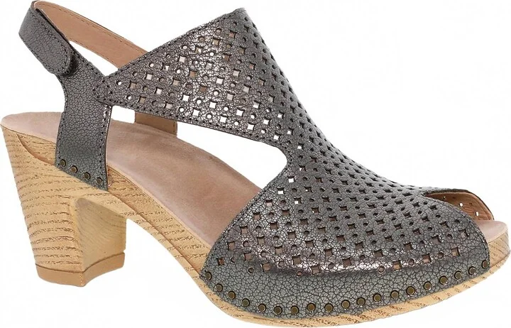 Women's Teagan Slingback Peep Toe Heels In Grey Metallic