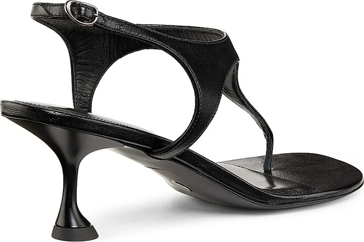 Women's Tee 60MM Leather T-Strap Sandals - Black - Size 6 - Image 3