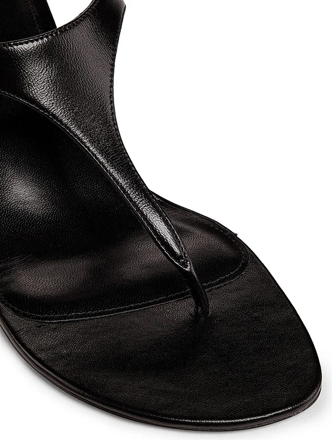 Women's Tee 60MM Leather T-Strap Sandals - Black - Size 6 - Image 6