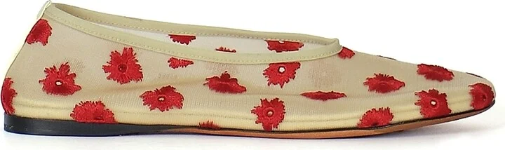 Women's Tee Embroidered Slipper Ballet Flats - Black Resin - Size 6 - Image 2