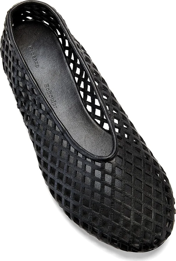 Women's Tee Perforated Leather Ballet Flats - Black - Size 5 - Image 4