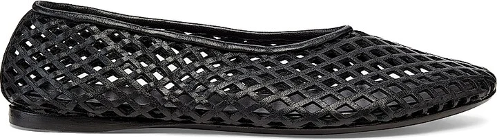 Women's Tee Perforated Leather Ballet Flats - Black - Size 5