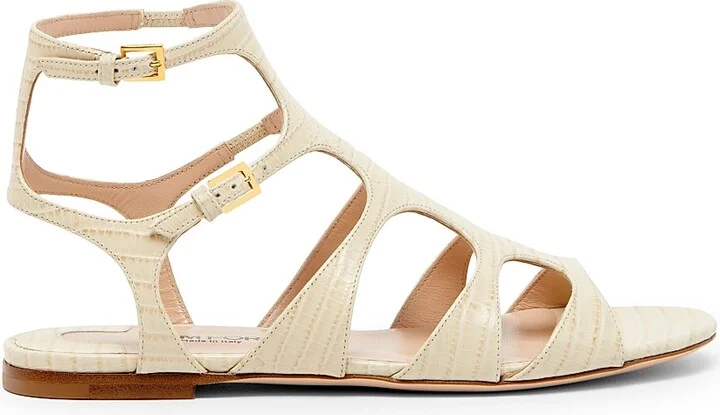 Women's Tejus Printed Leather Sandals - Ivory - Size 7
