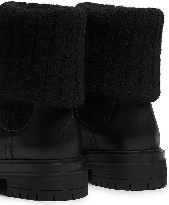Women's Tenney Foldover Leather Booties - Black - Size 6 - Image 3