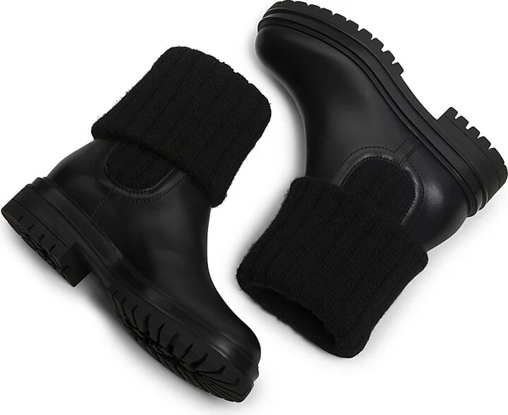Women's Tenney Foldover Leather Booties - Black - Size 6 - Image 5