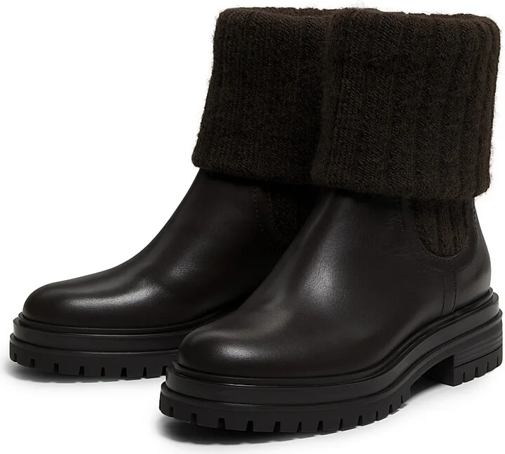 Women's Tenney Foldover Leather Booties - Black - Size 6 - Image 7