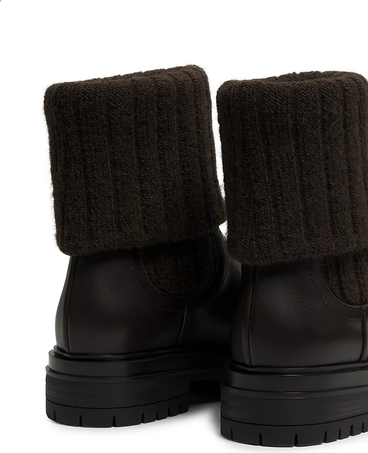 Women's Tenney Foldover Leather Booties - Black - Size 6 - Image 8