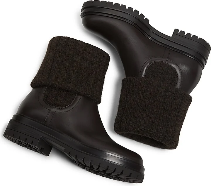 Women's Tenney Foldover Leather Booties - Black - Size 6 - Image 10