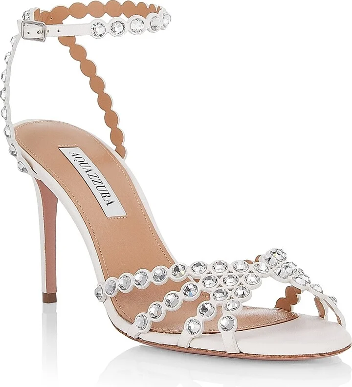 Women's Tequila 85MM Bead & Leather Sandals - White - Size 6.5 - Image 2