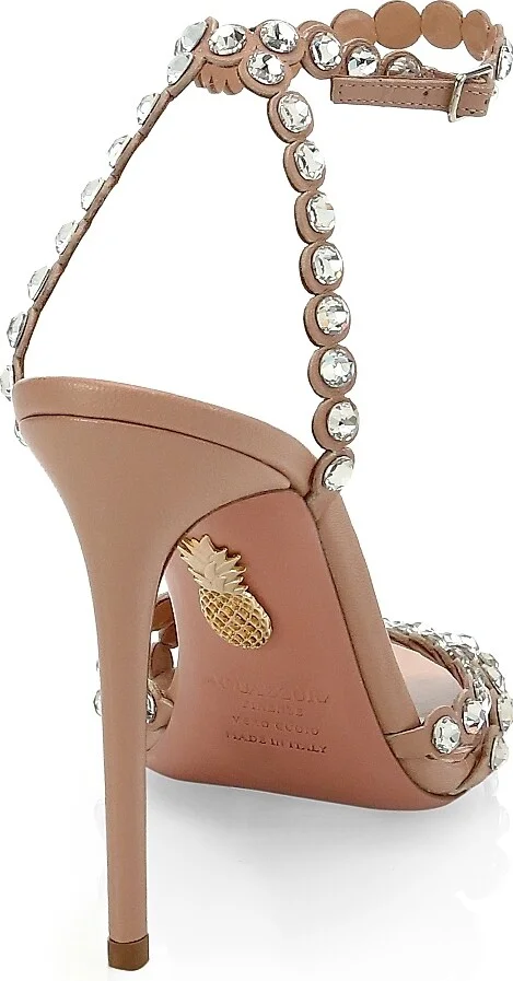 Women's Tequila Crystal-Embellished Leather Sandals - Powder Pink - Size 10 - Image 3