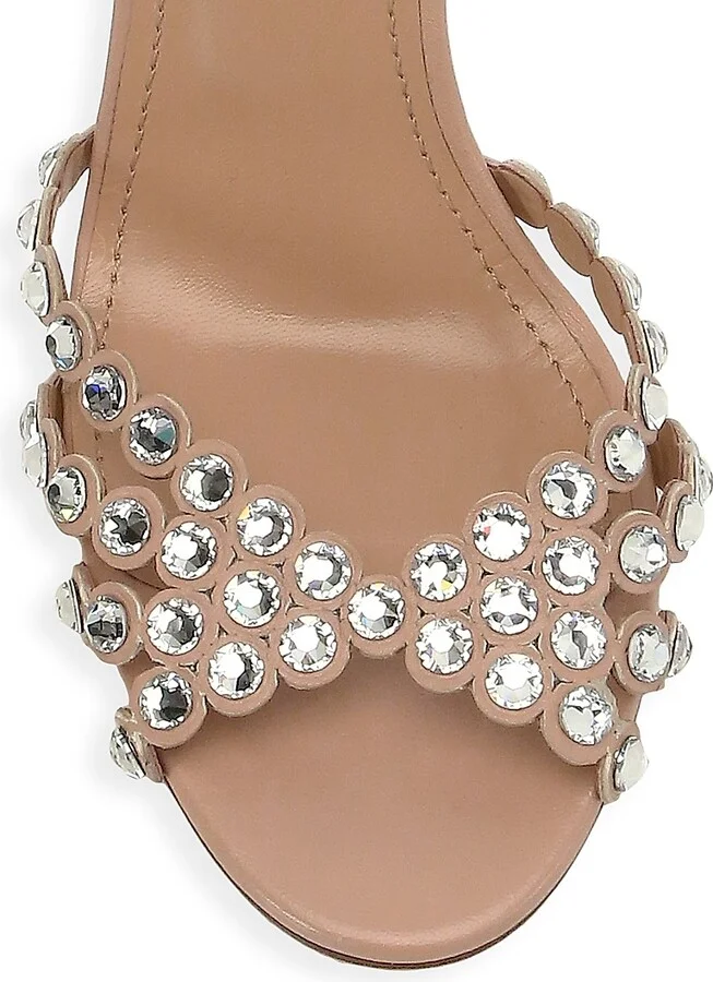 Women's Tequila Crystal-Embellished Leather Sandals - Powder Pink - Size 10 - Image 4