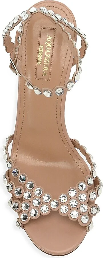 Women's Tequila Crystal-Embellished Leather Sandals - Powder Pink - Size 10 - Image 5