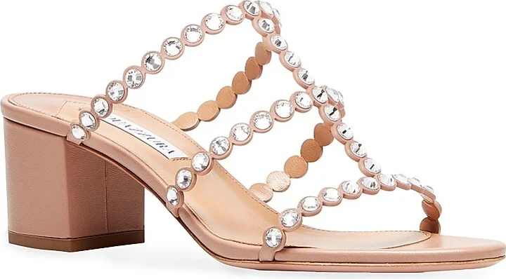 Women's Tequila Embellished Leather Mules - Powder Pink - Size 5 - Image 2