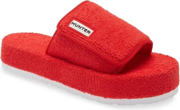 Women's Terry Towelling Beach Slide In Hunter Red