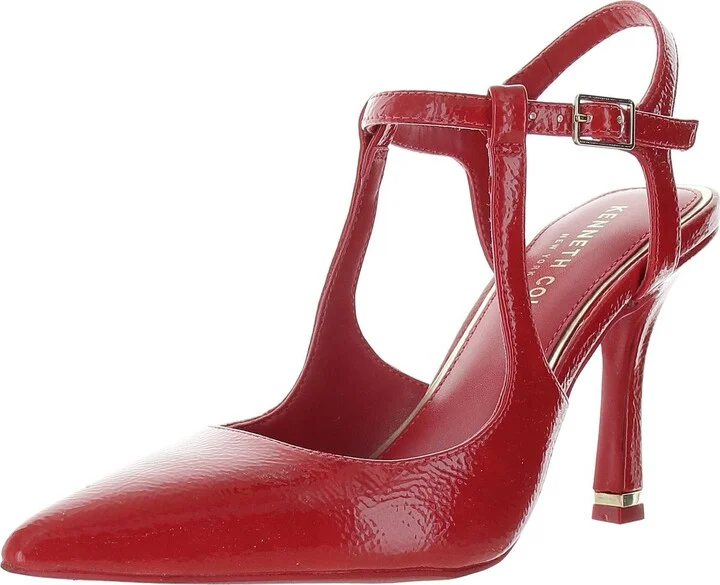 Womens Textured Faux Leather Ankle Strap