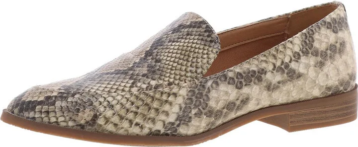 Womens Textured Faux Leather Loafers