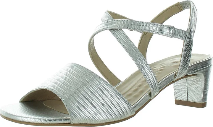 Womens Textured Leather Ankle Strap