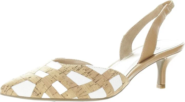 Womens Textured Man Made Slingback Heels