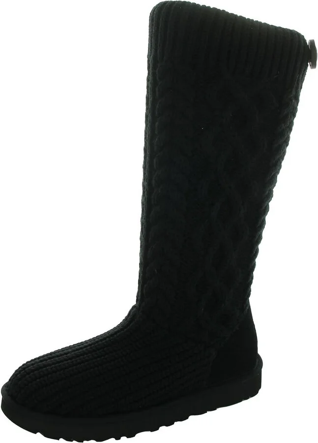 Womens Textured Wool Knee-High Boots