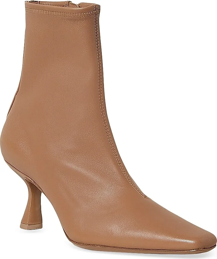 Women's Thandy Curved Heel Leather Booties - Safari - Size 10 - Image 2