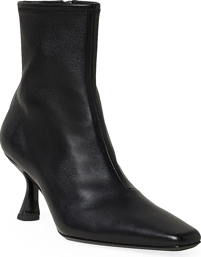 Women's Thandy Curved Heel Leather Booties - Safari - Size 10 - Image 3