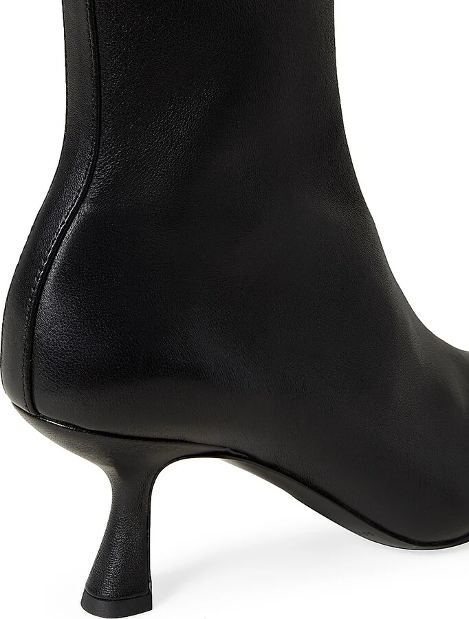 Women's Thandy Curved Heel Leather Booties - Safari - Size 10 - Image 5