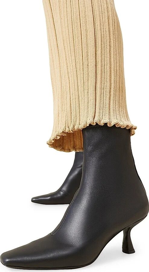 Women's Thandy Curved Heel Leather Booties - Safari - Size 10 - Image 6