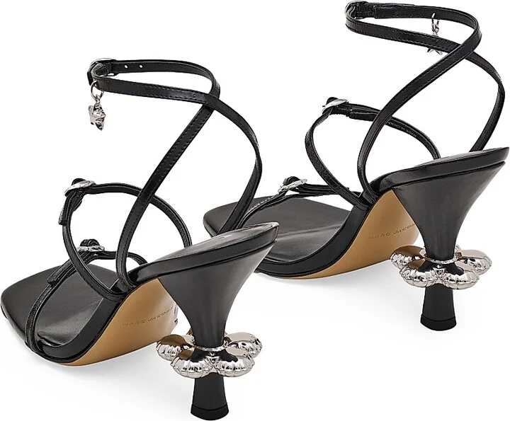 Women's The Daisy Heel 100MM Leather Sandals - Black - Size 11 - Image 3