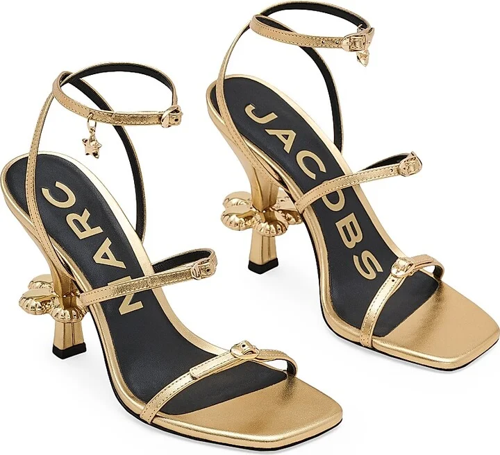 Women's The Daisy Heel 100MM Metallic Leather Sandals - Gold - Size 11 - Image 2