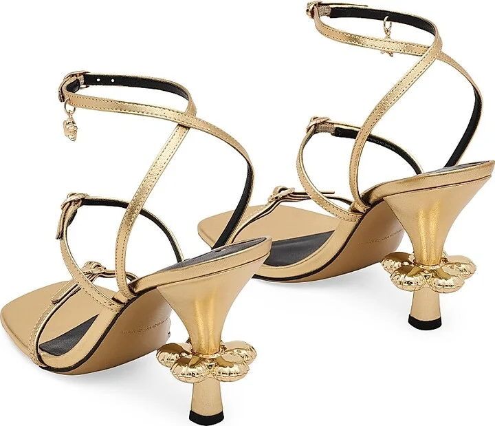 Women's The Daisy Heel 100MM Metallic Leather Sandals - Gold - Size 11 - Image 3
