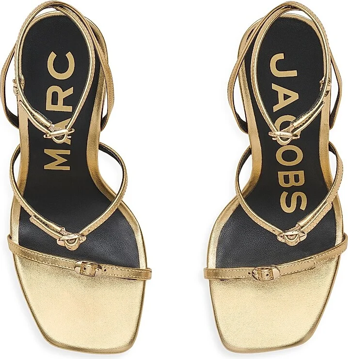 Women's The Daisy Heel 100MM Metallic Leather Sandals - Gold - Size 11 - Image 4