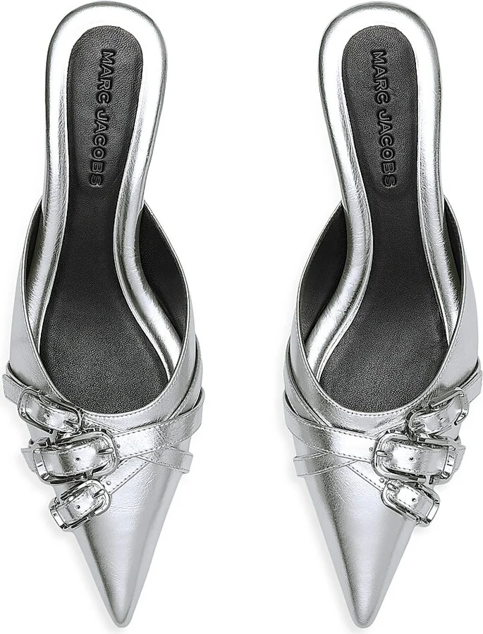 Women's The Emma Metallic Leather 35MM Kitten Pumps - Silver - Size 5 - Image 5