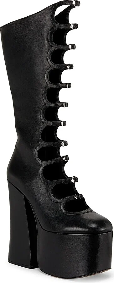 Women's The Kiki 150MM Platform Leather Knee-High Boots - Black - Size 6 - Image 2