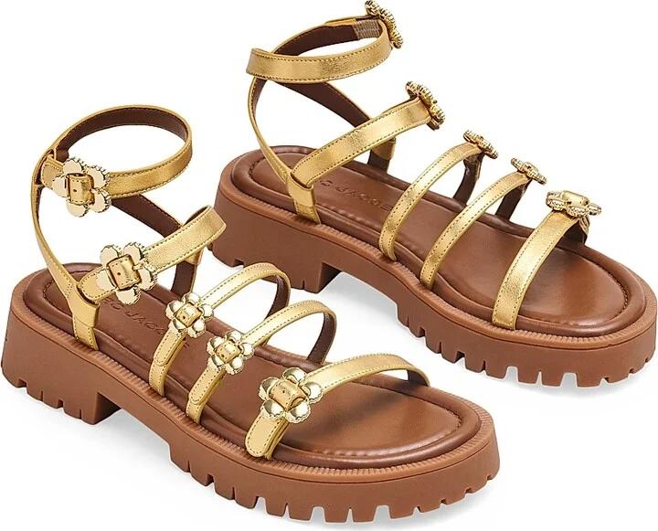 Women's The Kiki Gladiator 40MM Metallic Leather Platform Sandals - Gold - Size 11 - Image 2