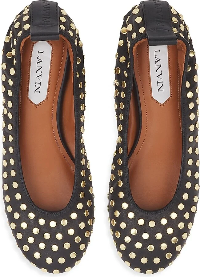 Women's The Leather Ballerina Flat with Studs - Black - Size 5 - Image 2