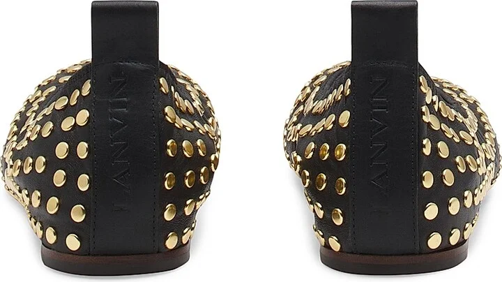 Women's The Leather Ballerina Flat with Studs - Black - Size 5 - Image 3