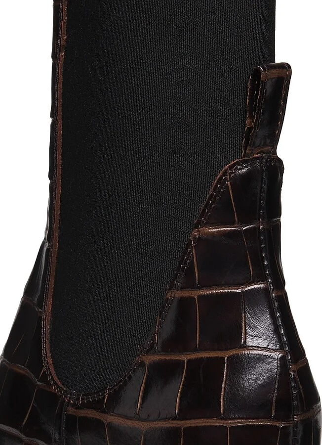Women's The Mid-Heel 50MM Crocodile-Embossed Leather Ankle Boots - Dark Brown Croco - Size 5 - Image 5