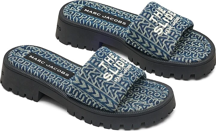 Women's The Slide Denim Monogram Sandals - Denim - Size 5 - Image 2