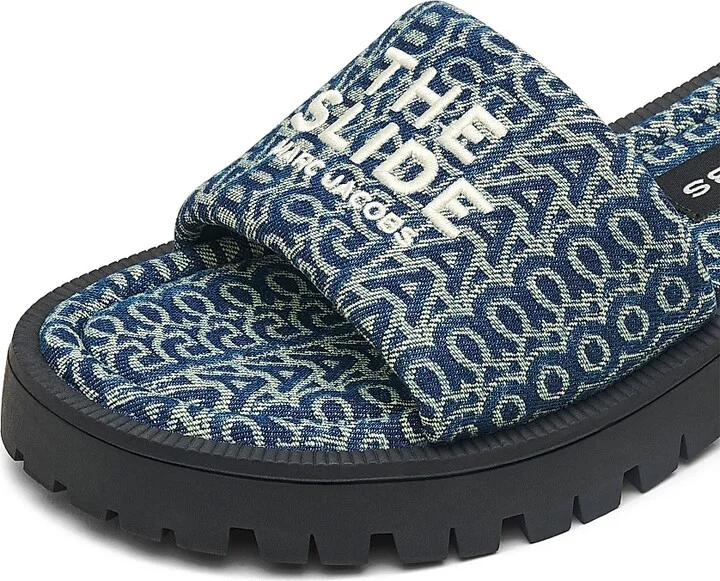 Women's The Slide Denim Monogram Sandals - Denim - Size 5 - Image 6
