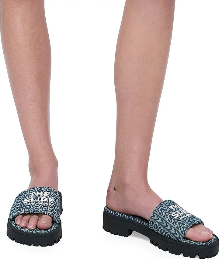 Women's The Slide Denim Monogram Sandals - Denim - Size 5 - Image 7