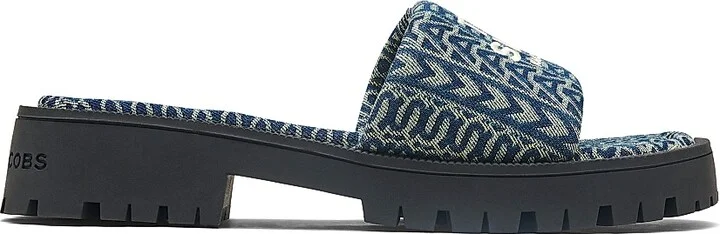 Women's The Slide Denim Monogram Sandals - Denim - Size 5