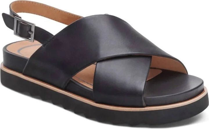 Women's Thea Back Strap Cork Flat Sandal In Black