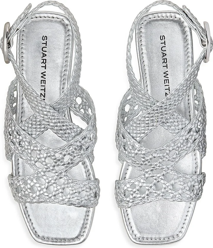 Women's Thea Leather Flat Sandals - Silver - Size 6 - Image 4