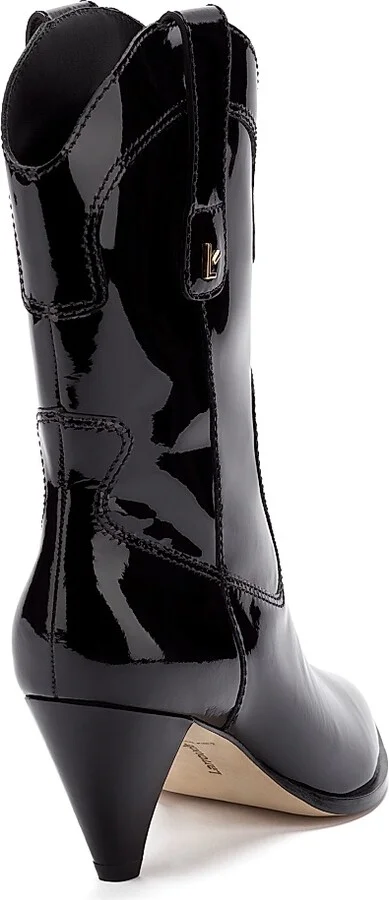 Women's Thelma Patent Leather Short Boots - Black - Size 5.5 - Image 3