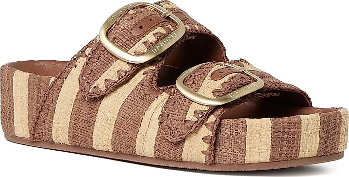 Women's Theo 50MM Striped Platform Sandals - Brown Natural Stripe - Size 11 - Image 2